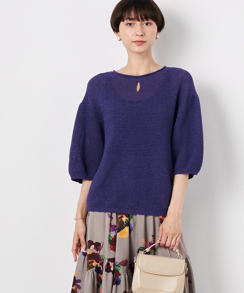  armoire capriceのツムギパフスリーブニット