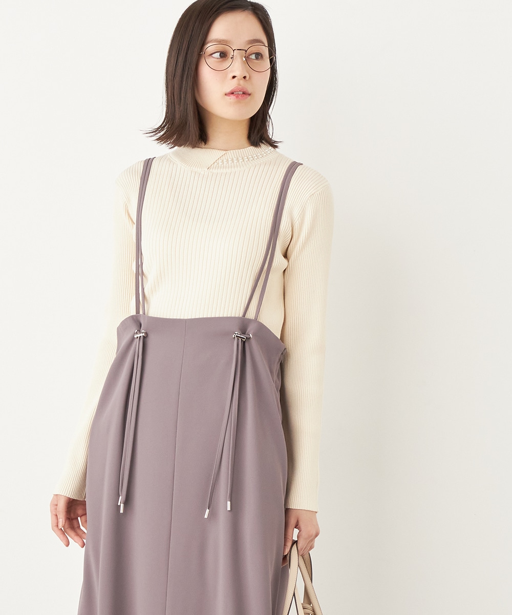  armoire capriceのパール付きリブニット