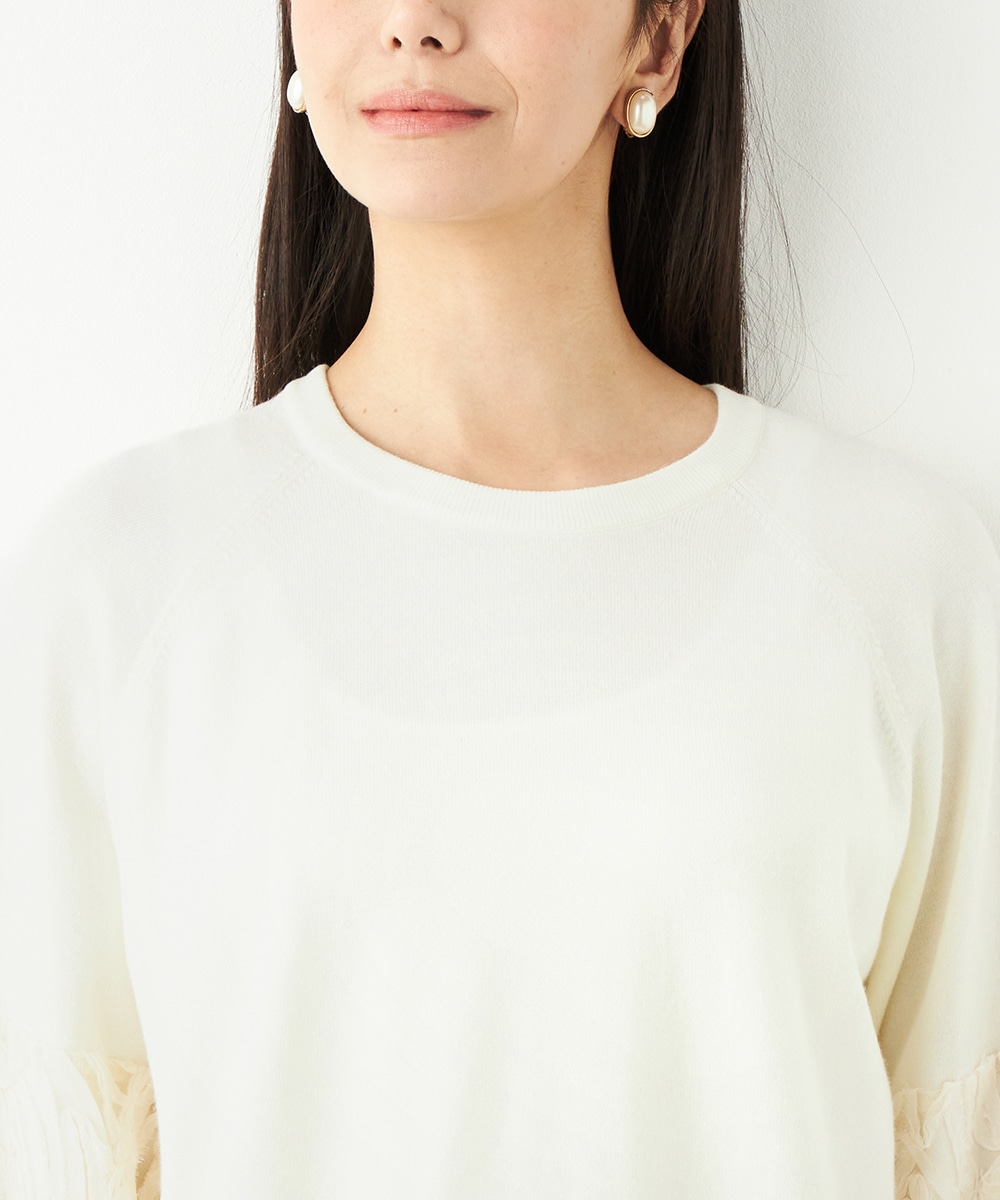 袖レースニット