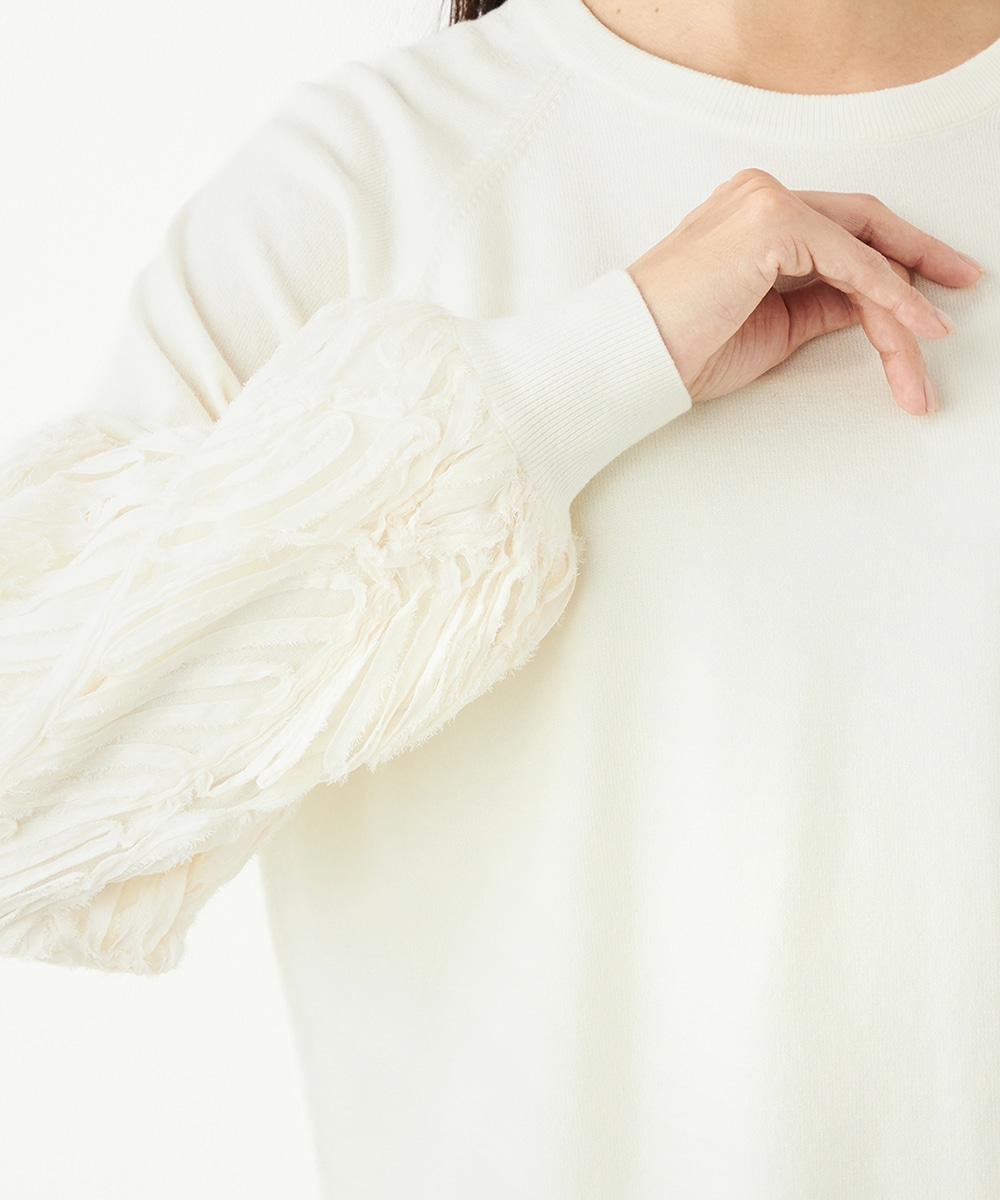 袖レースニット