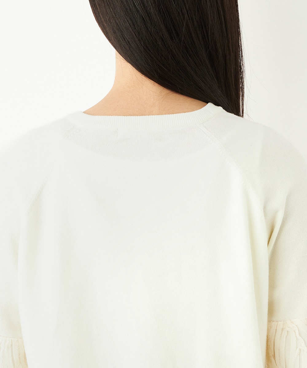 袖レースニット