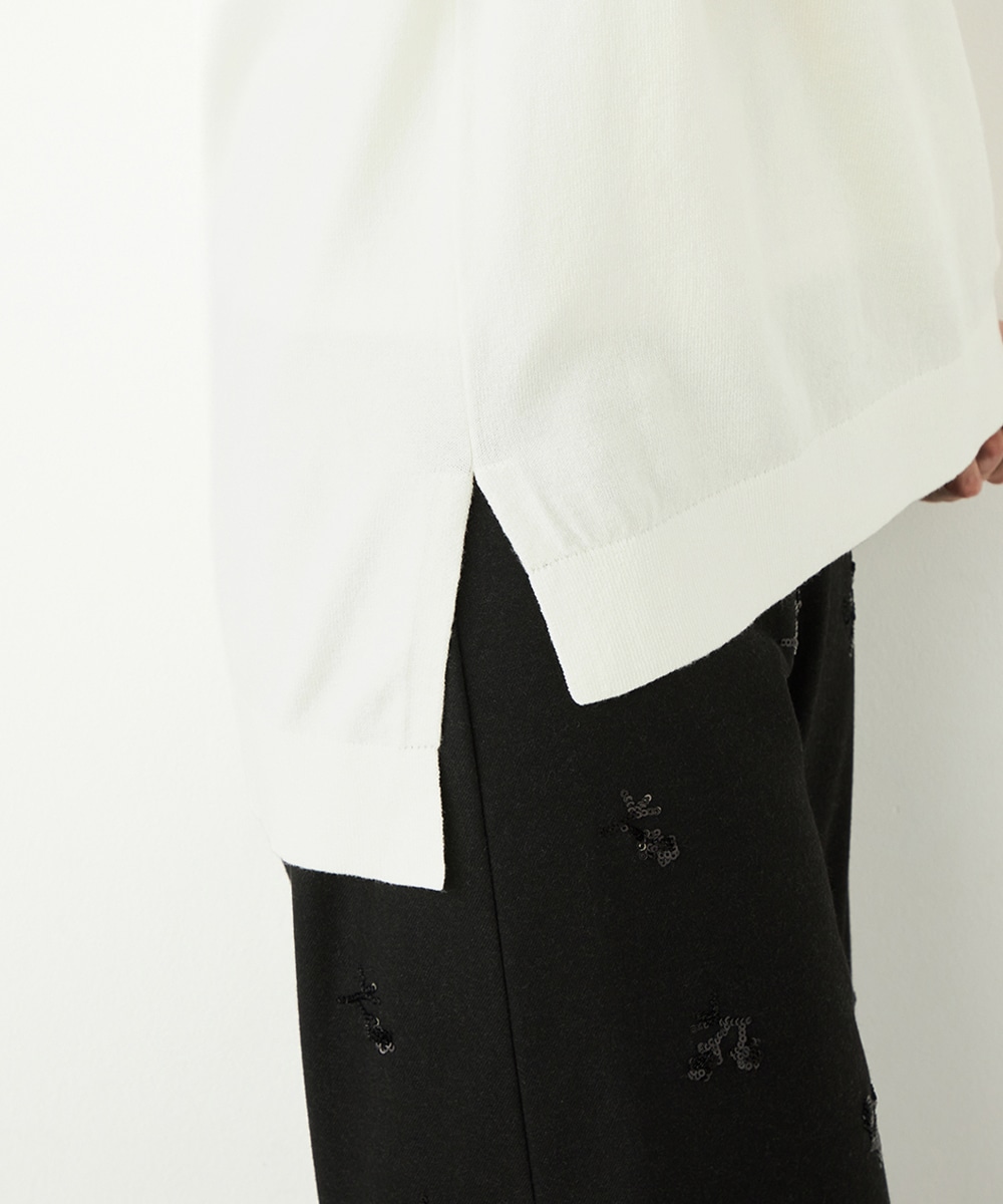 袖レースニット