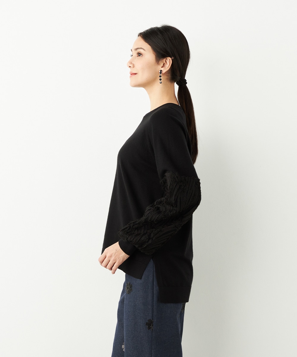 袖レースニット