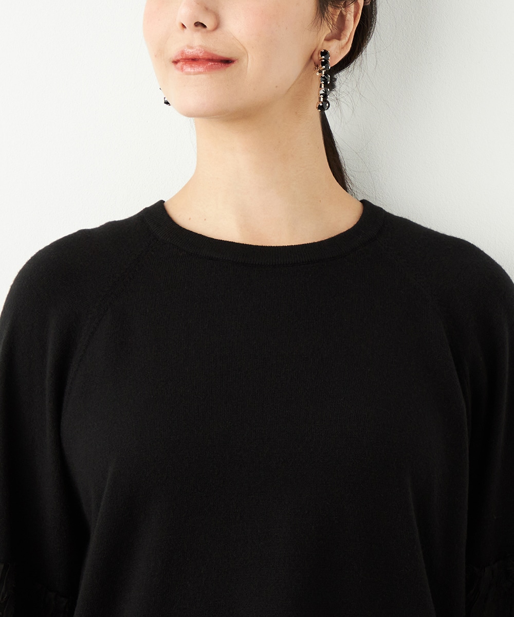 袖レースニット