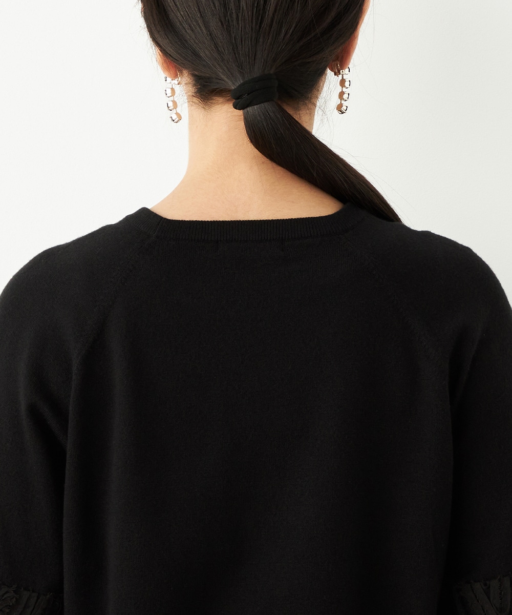 袖レースニット