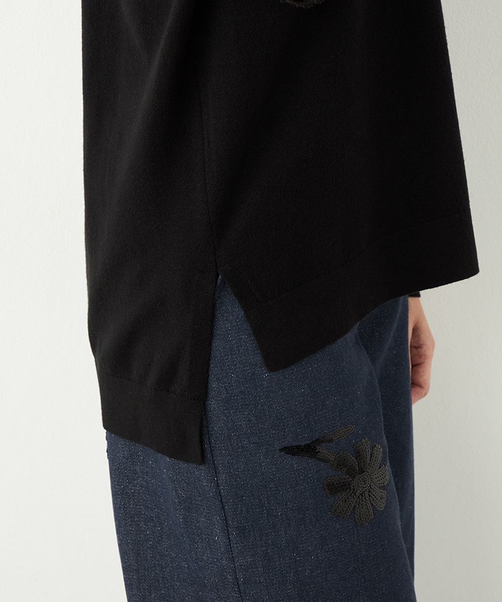 袖レースニット