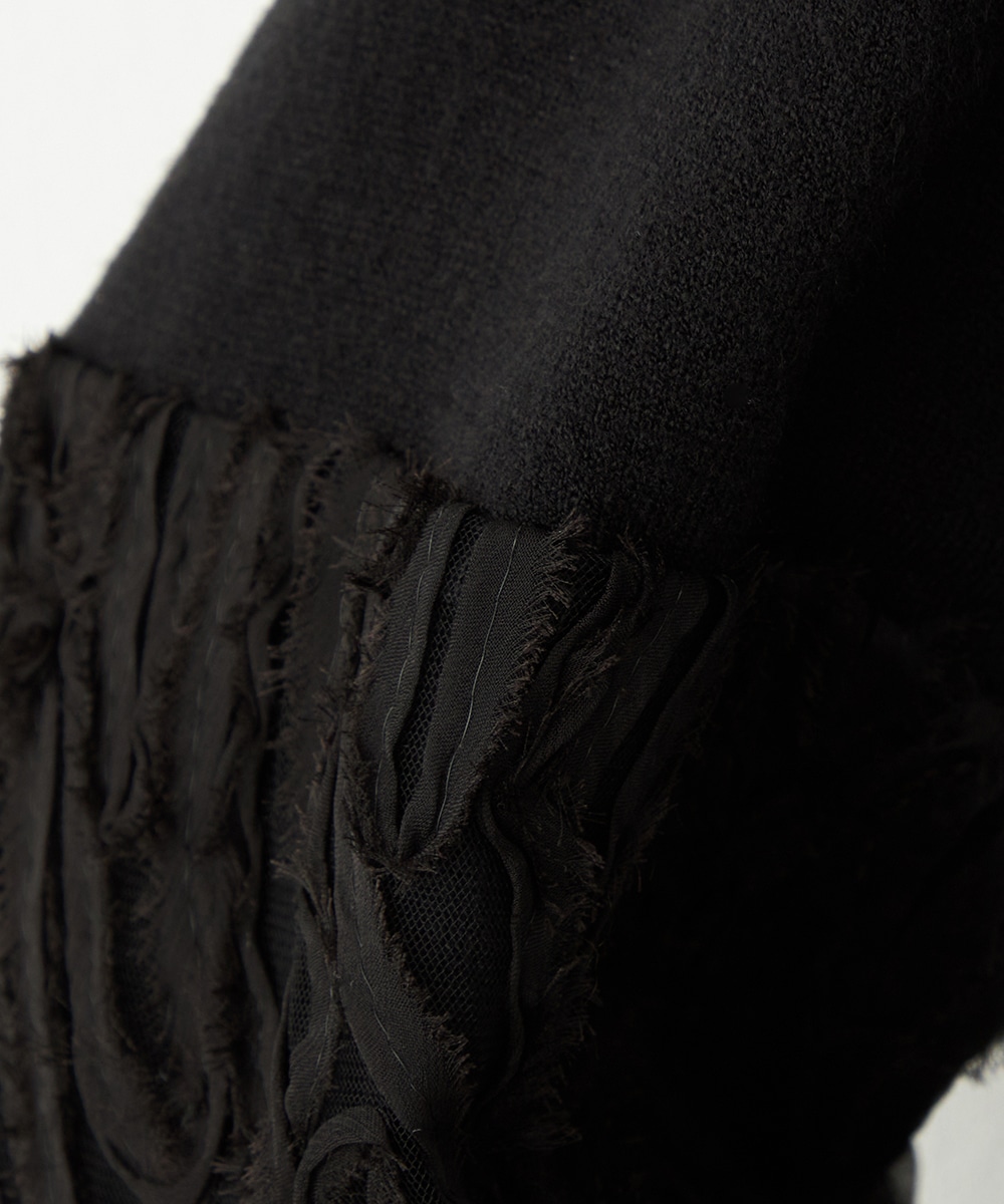 袖レースニット