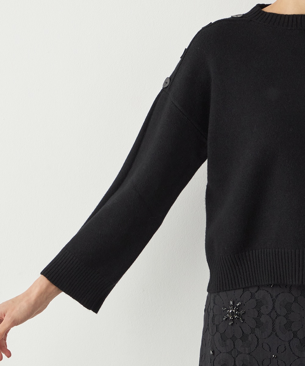 肩釦ショートニット