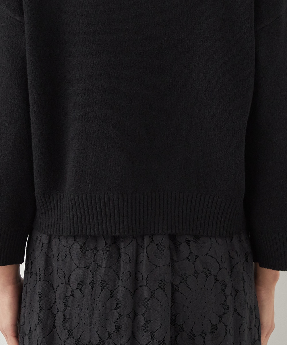 肩釦ショートニット