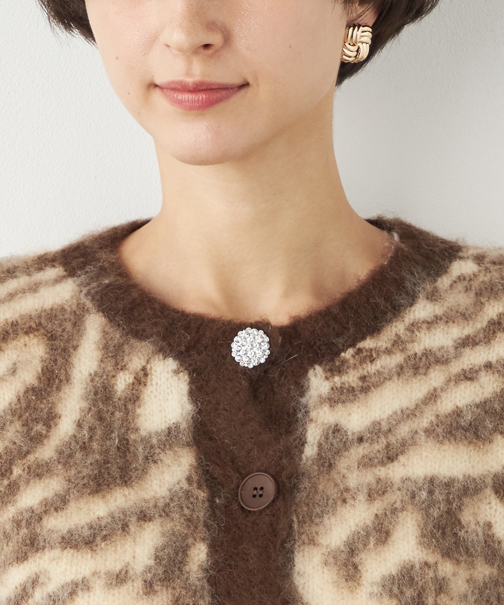 ビジュー釦ニットカーディガン