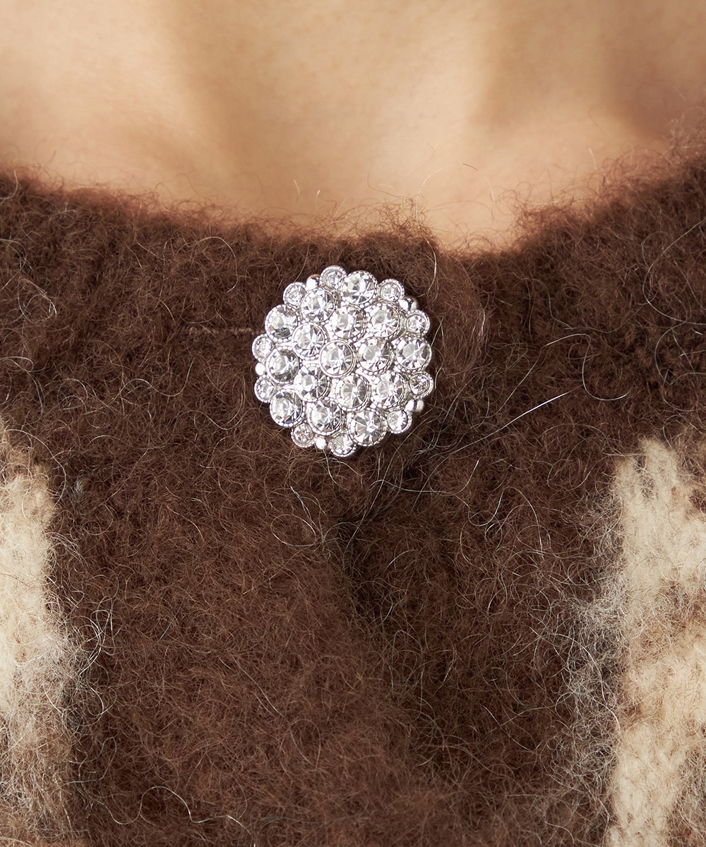 ビジュー釦ニットカーディガン