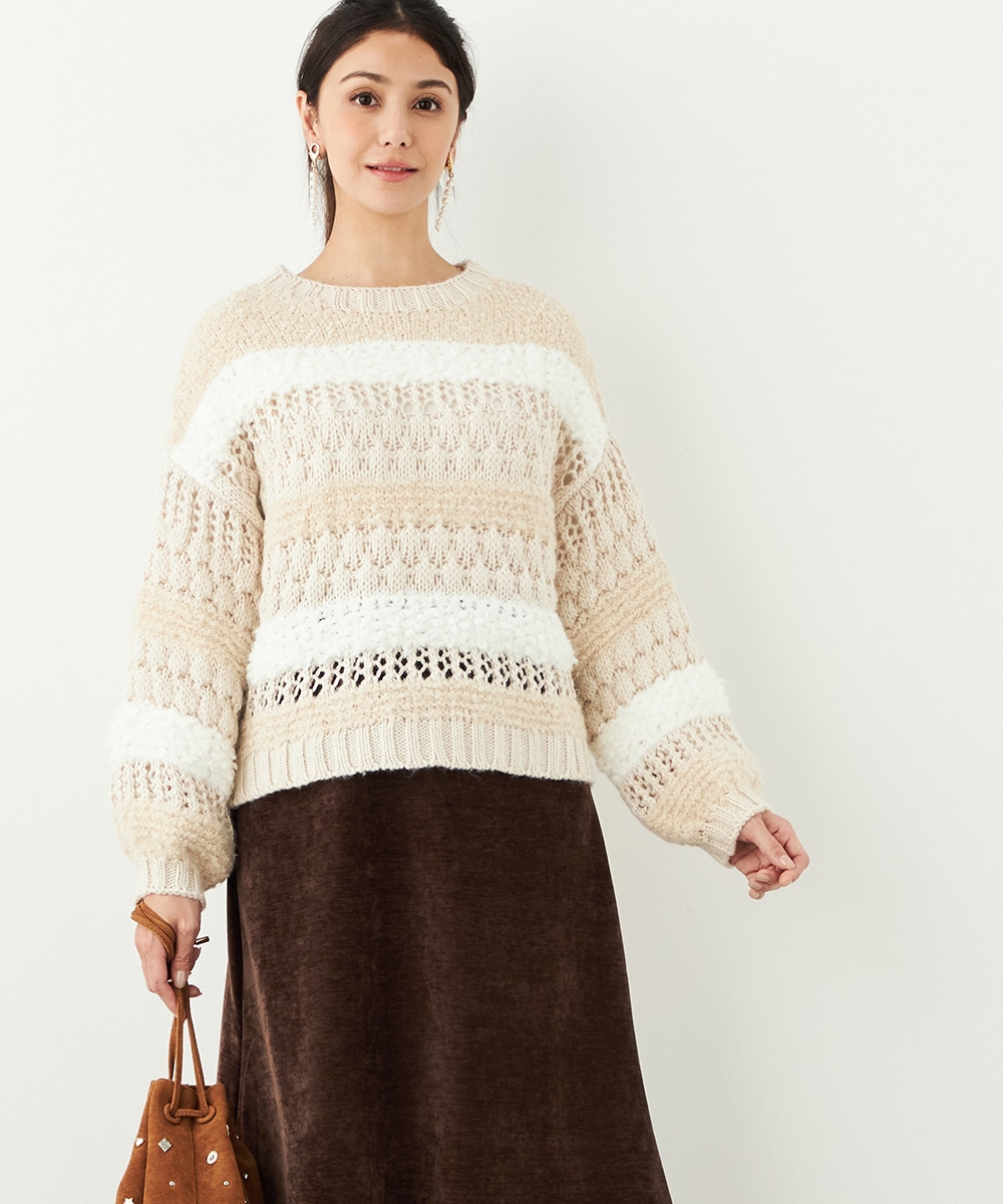 変わり編みボーダーニット