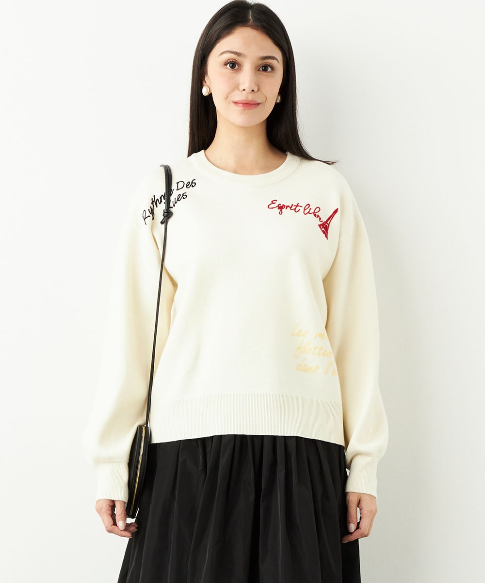 チェーン刺繍プルオーバー