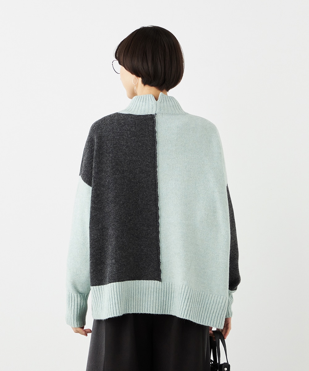 バイカラー切り替えプルオーバー