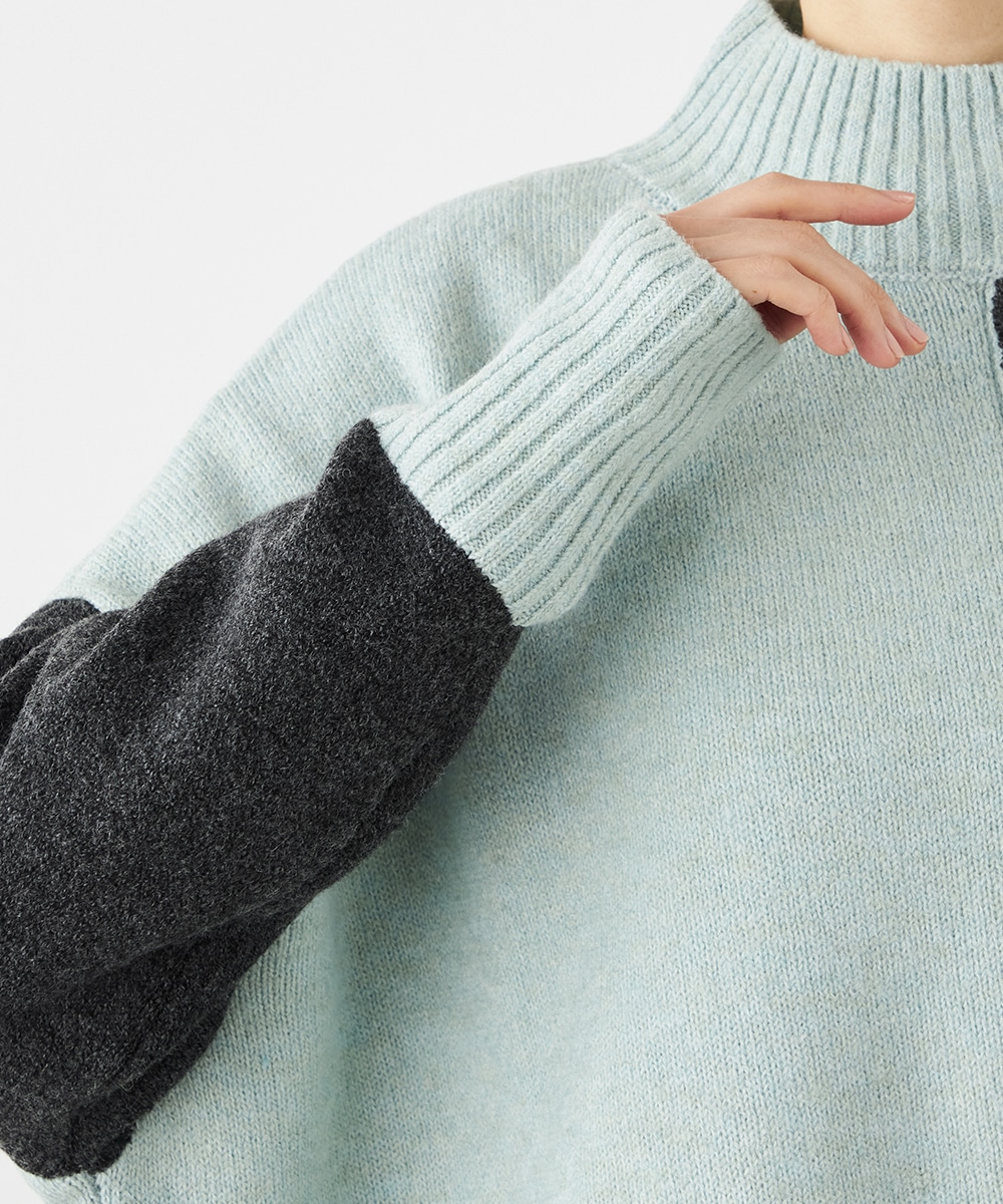 バイカラー切り替えプルオーバー