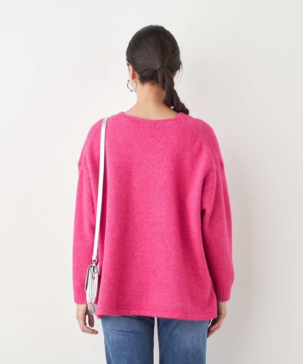 【未使用品】CLANE クラネ ニットVネック モヘア ピンク 1サイズ CLANE（クラネ）の「BUMPY OVER V NECK KNIT TOPS（ニット/セーター