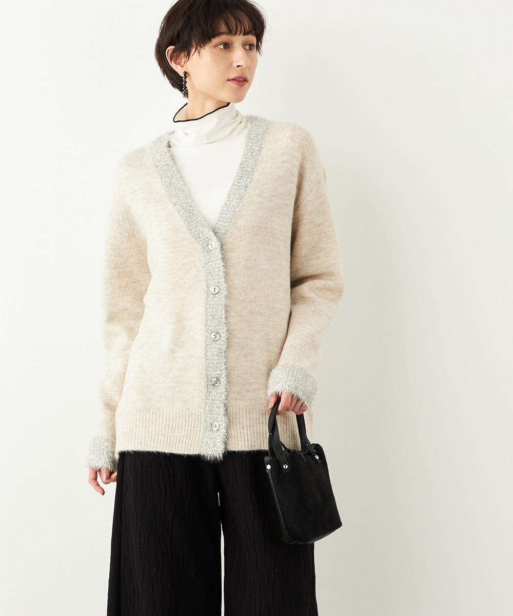 ラメトリムカーディガン