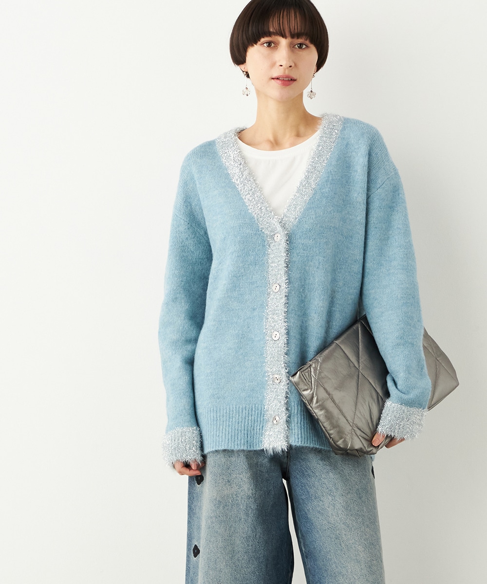 ラメトリムカーディガン
