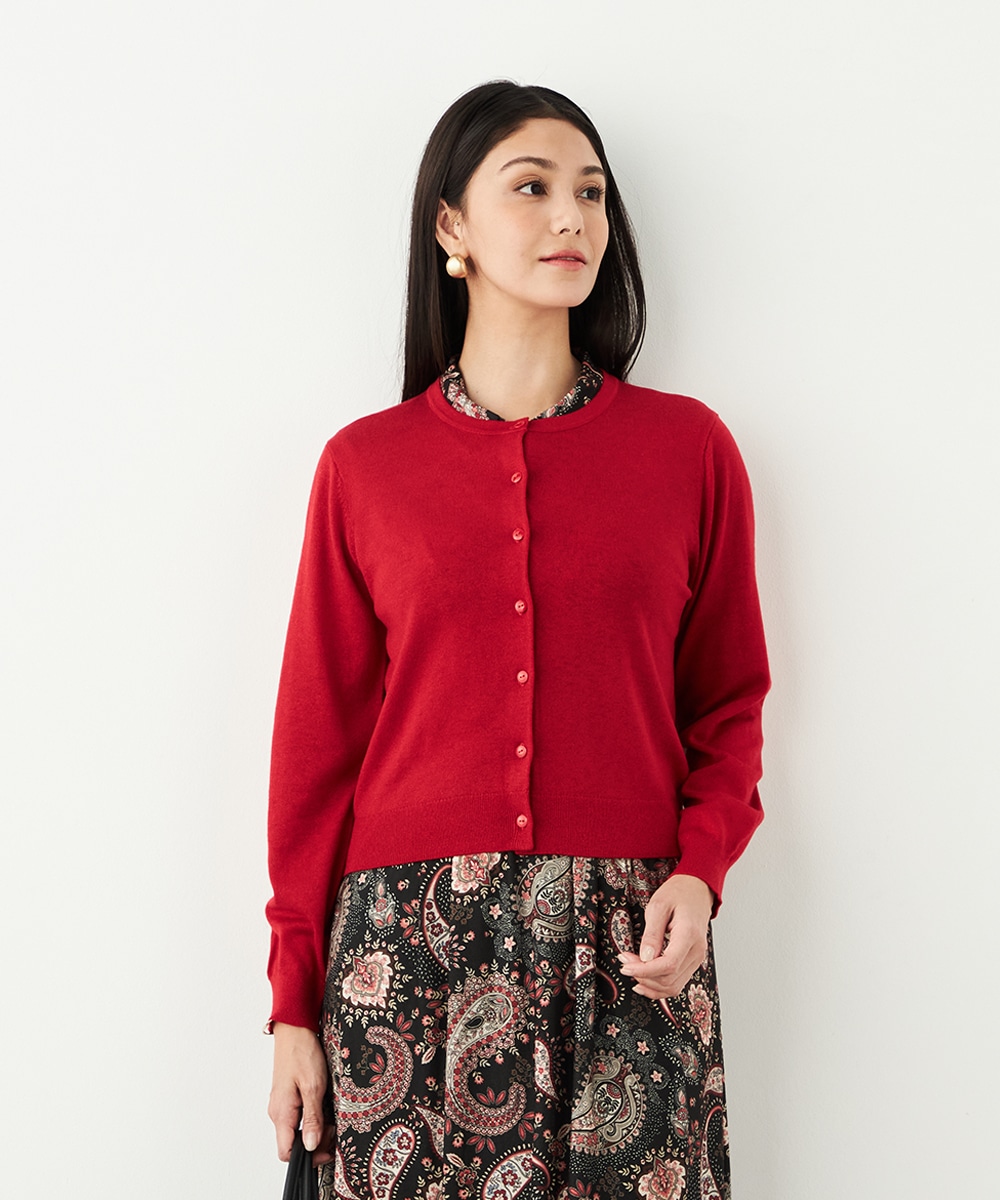 クルーネックラメカーディガン