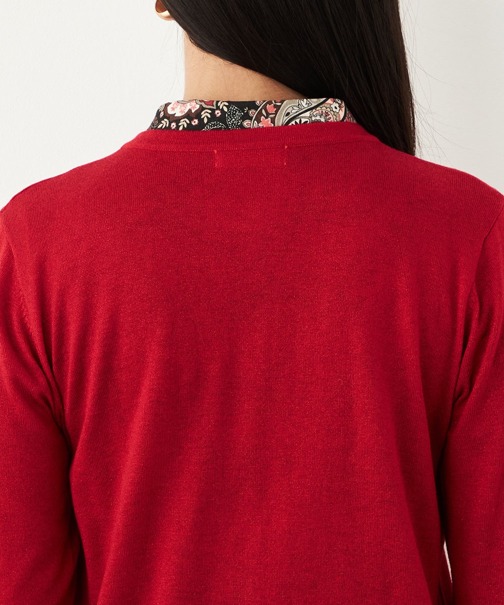 クルーネックラメカーディガン