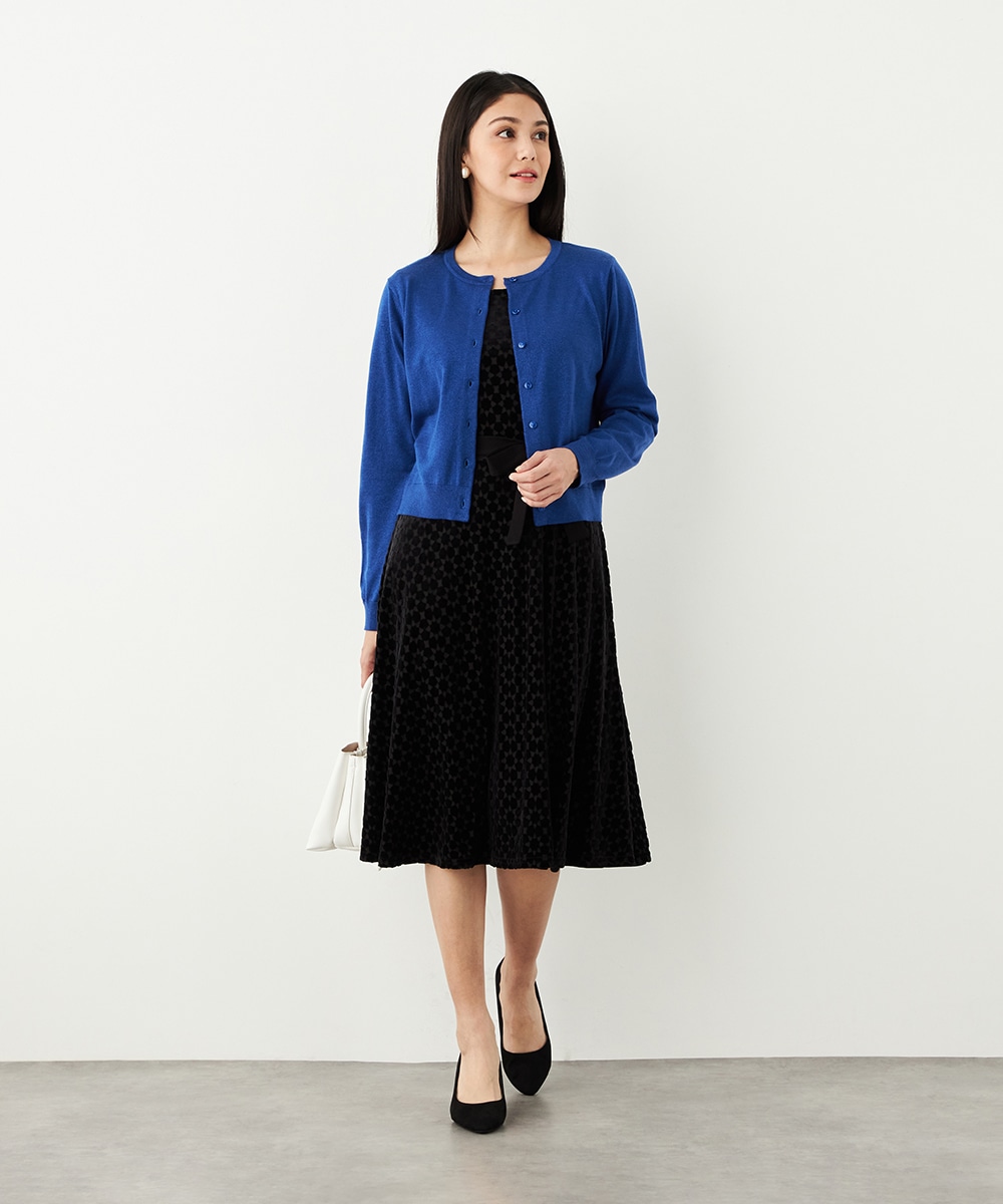 クルーネックラメカーディガン