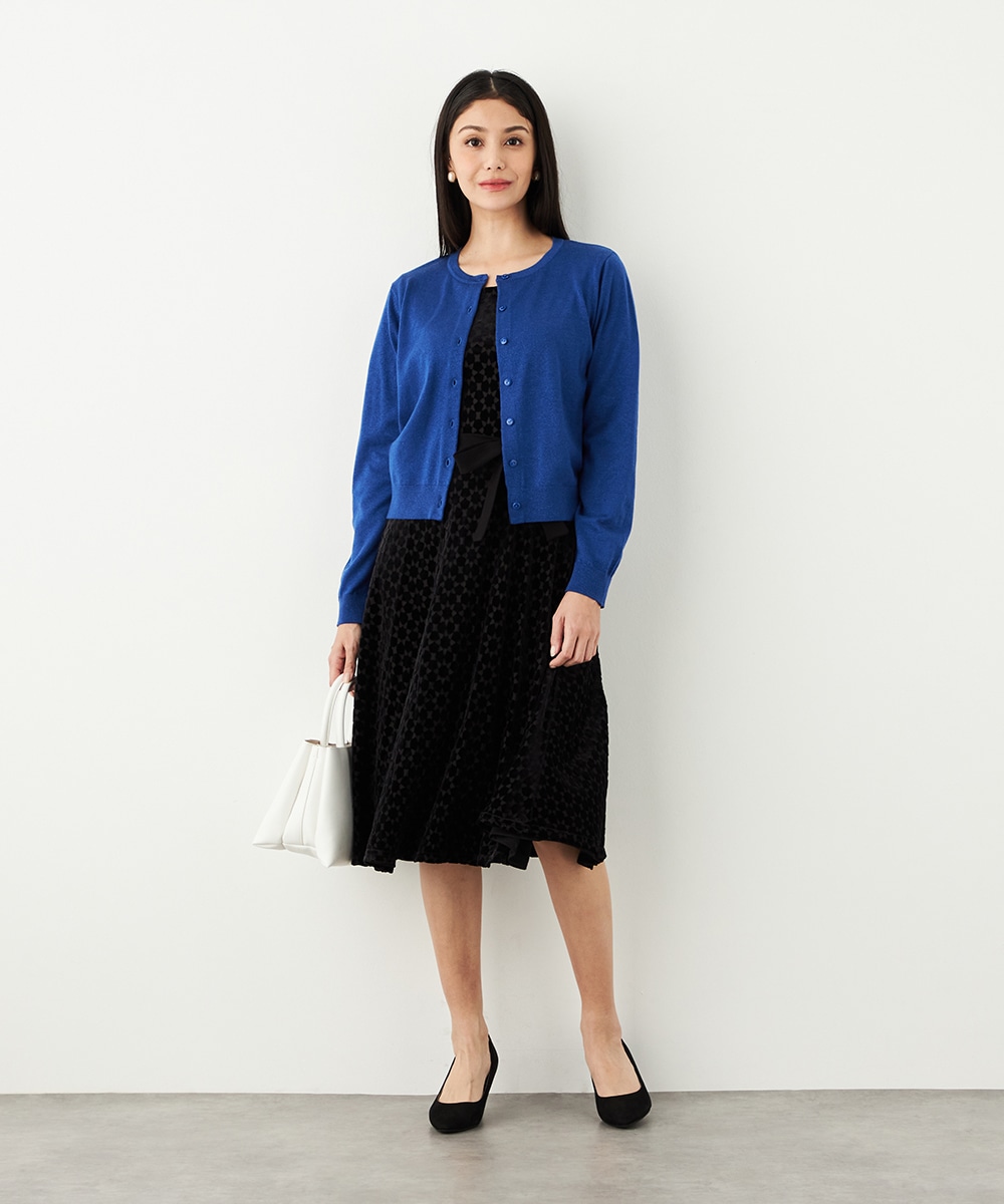 クルーネックラメカーディガン