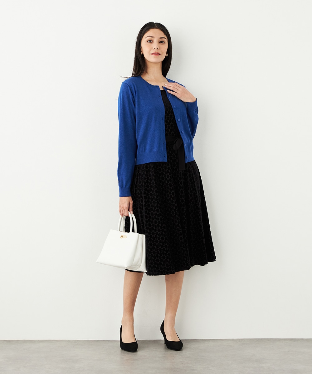 クルーネックラメカーディガン