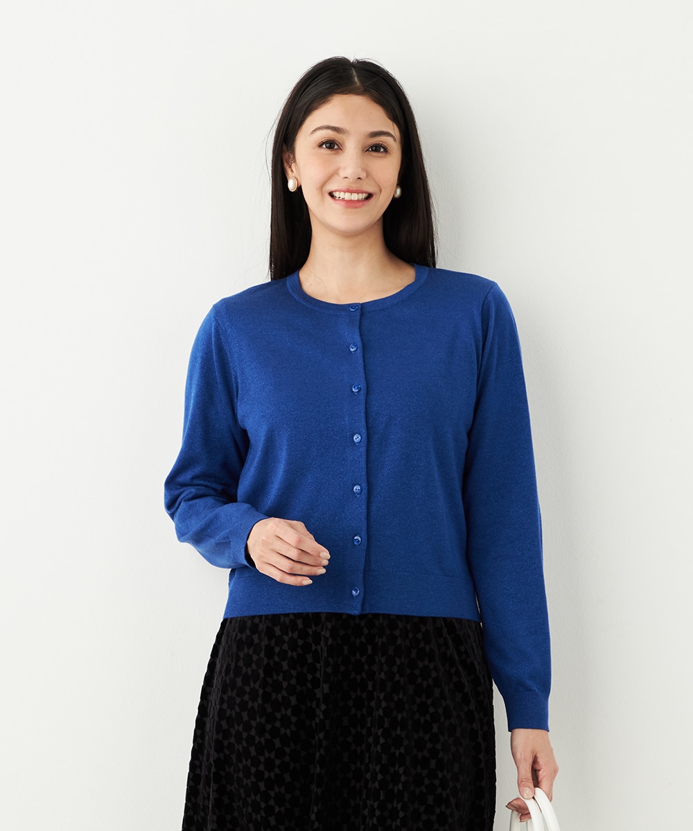 クルーネックラメカーディガン