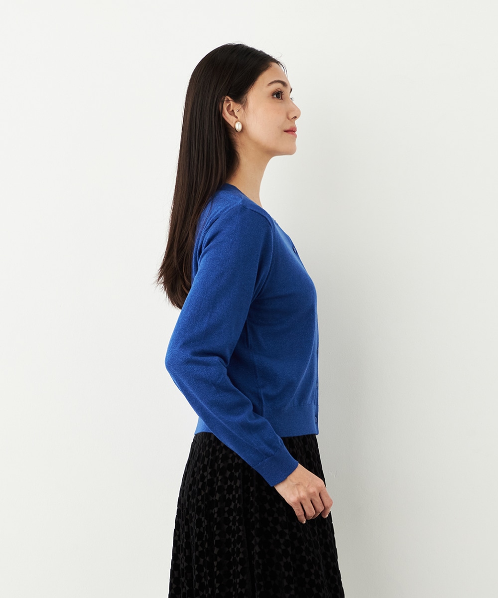 クルーネックラメカーディガン