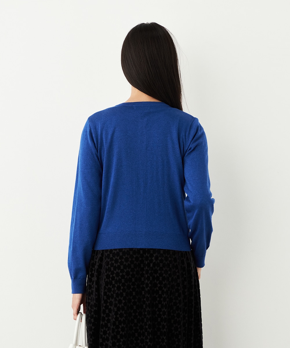 クルーネックラメカーディガン