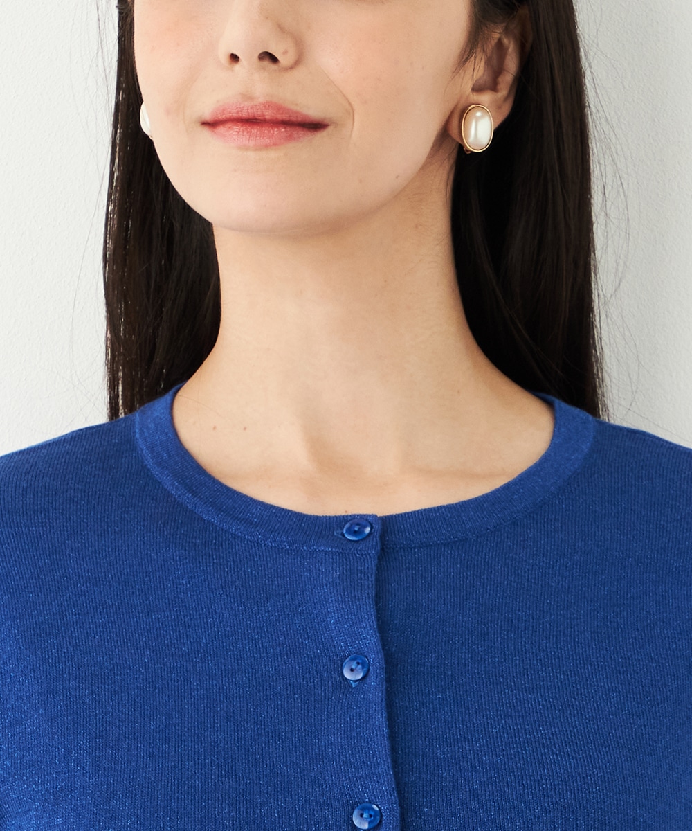 クルーネックラメカーディガン