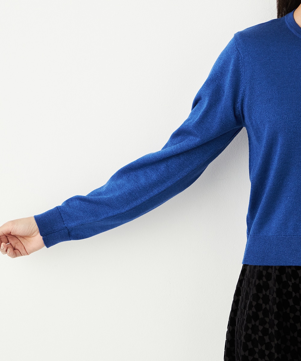 クルーネックラメカーディガン