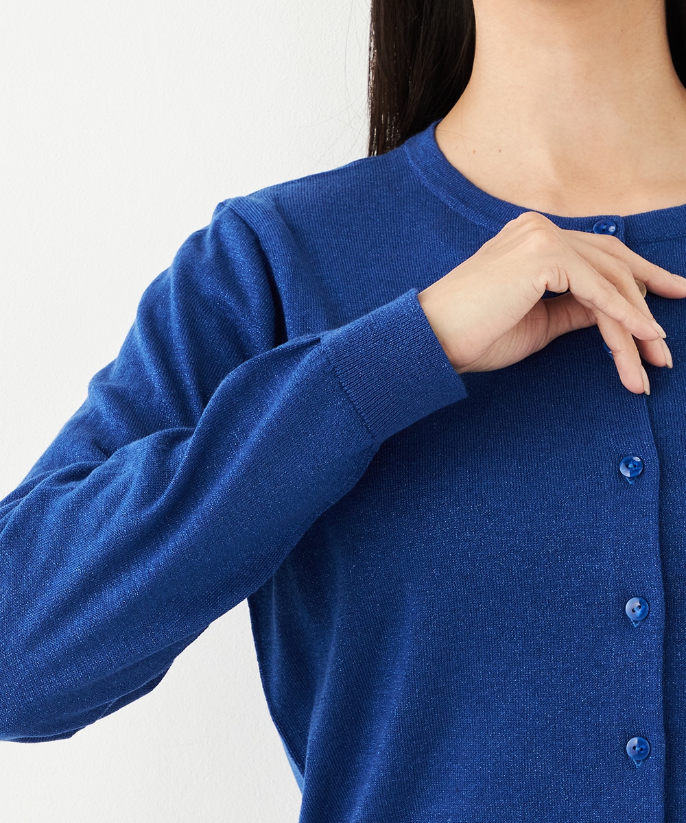 クルーネックラメカーディガン