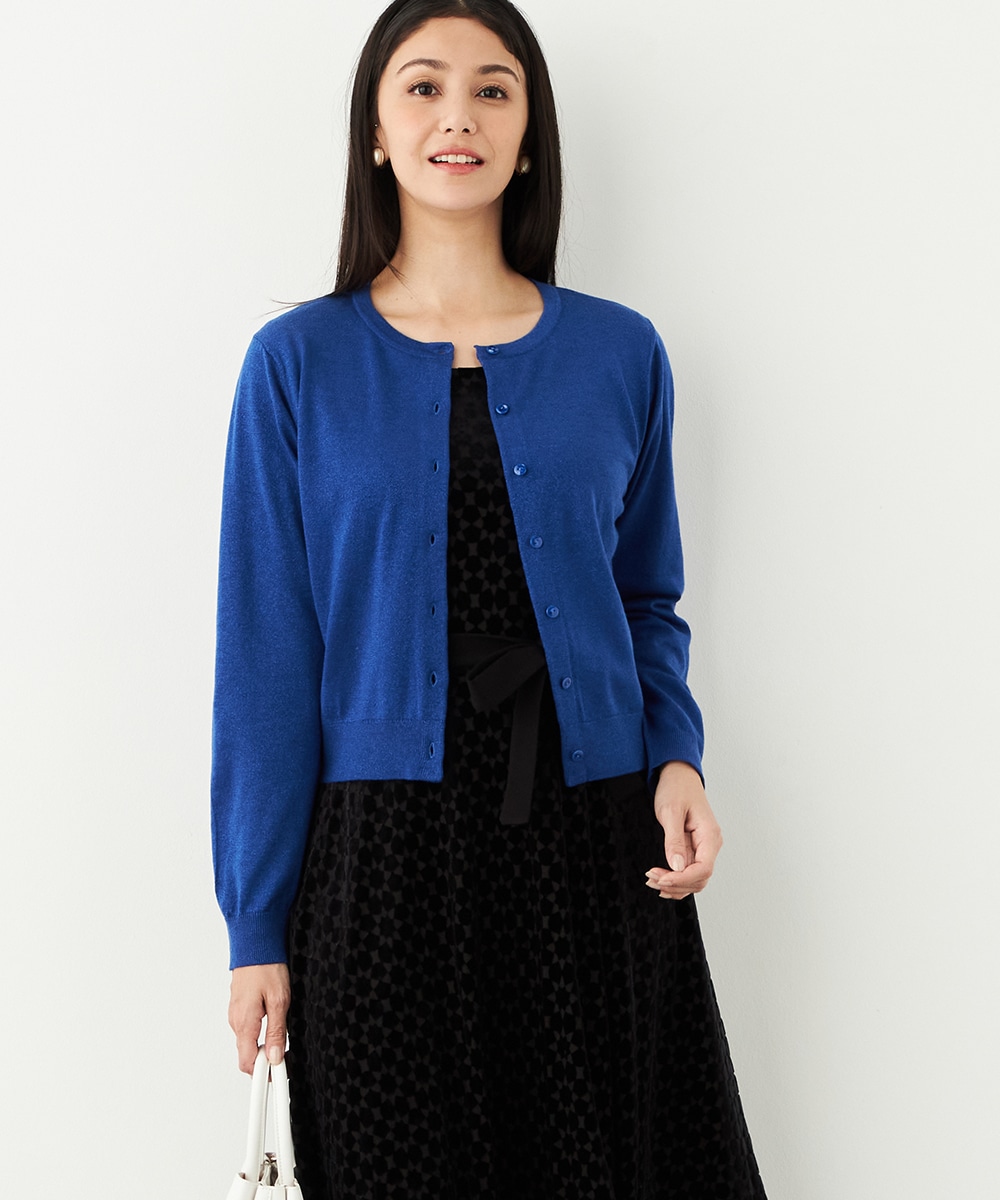 クルーネックラメカーディガン