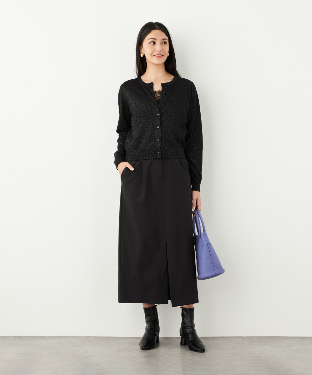 クルーネックラメカーディガン