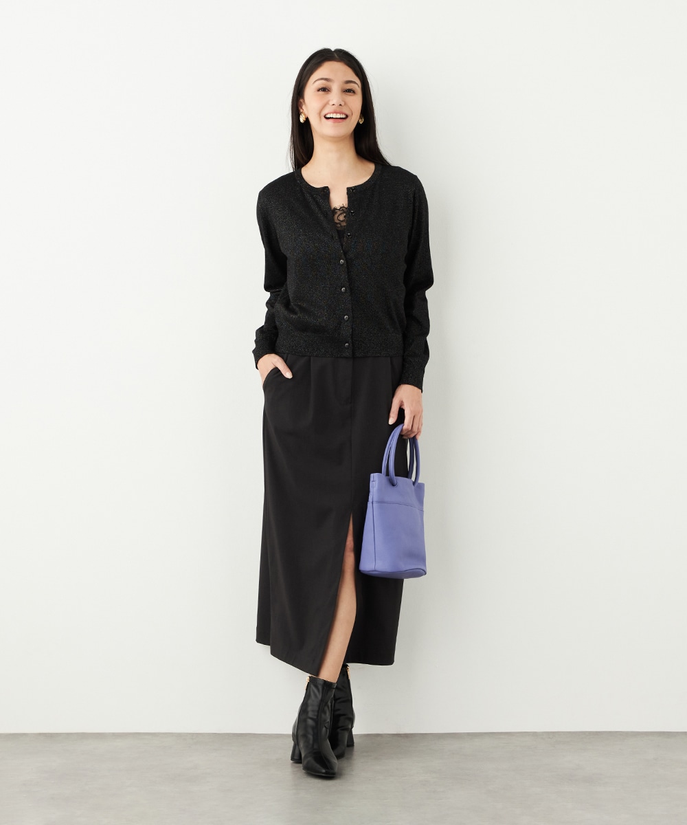 クルーネックラメカーディガン