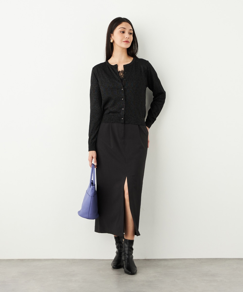 クルーネックラメカーディガン