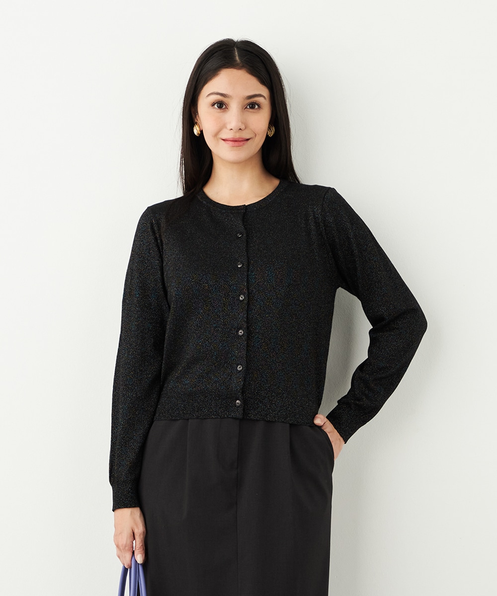 クルーネックラメカーディガン