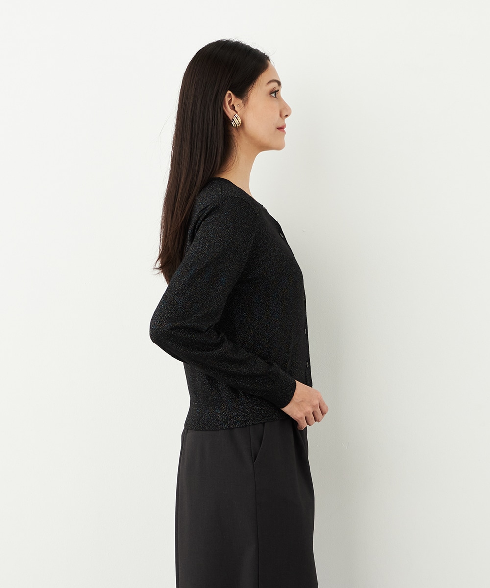 クルーネックラメカーディガン