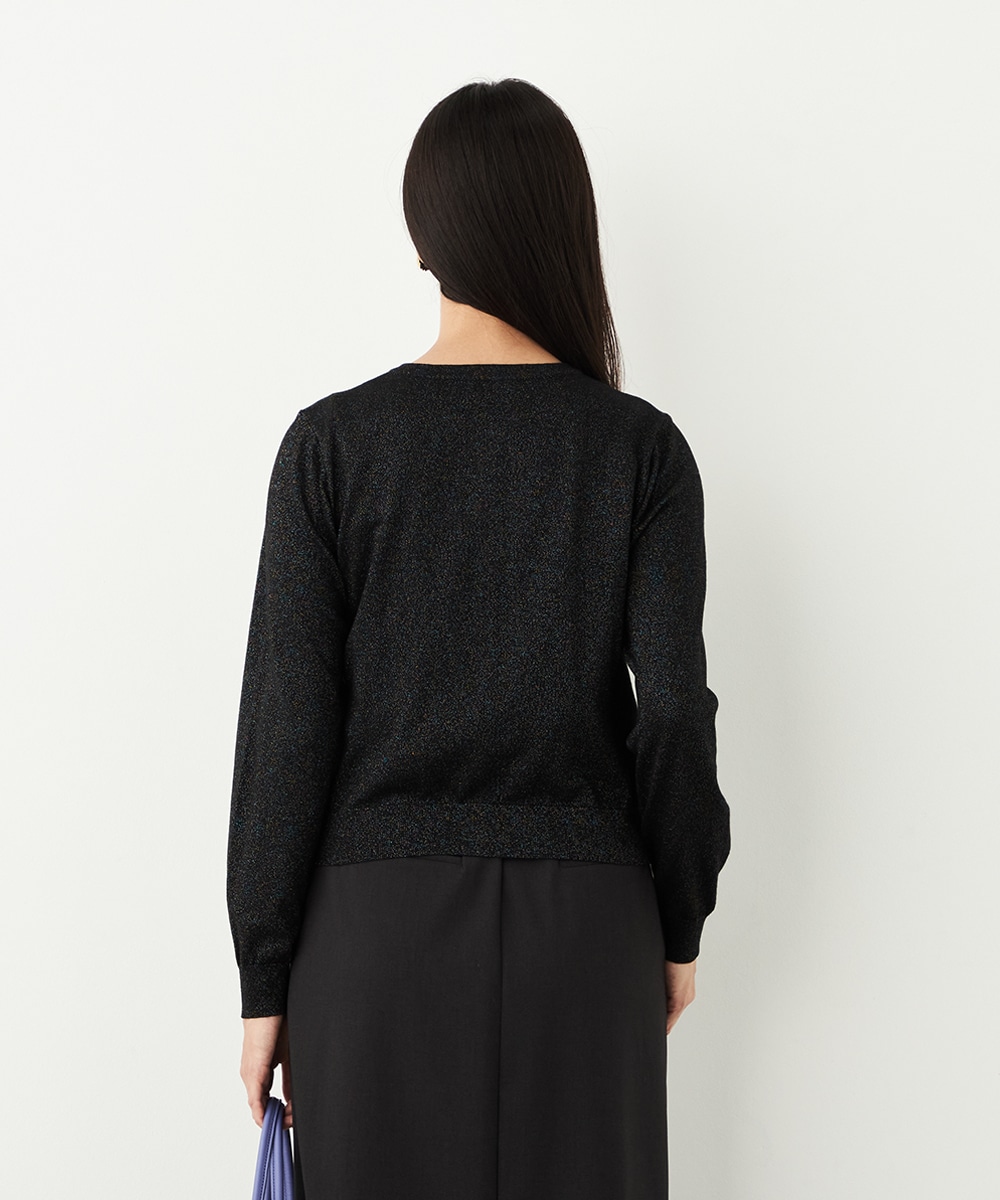 クルーネックラメカーディガン