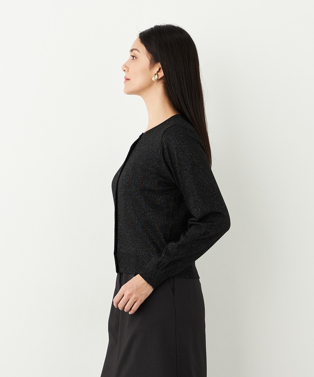 クルーネックラメカーディガン