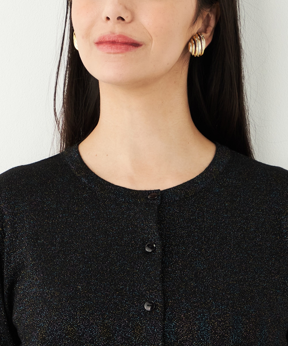 クルーネックラメカーディガン