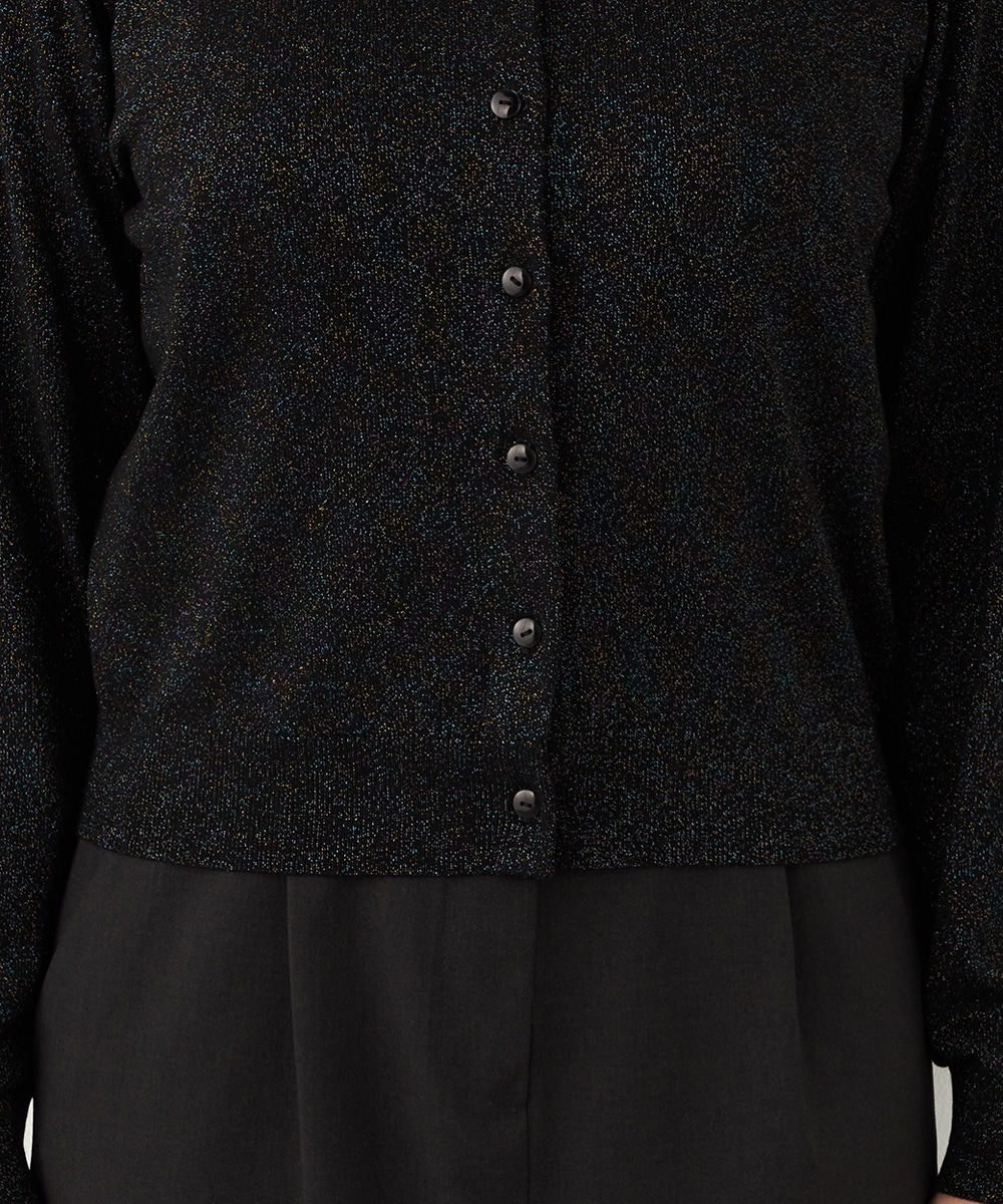 クルーネックラメカーディガン