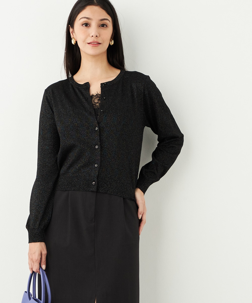 クルーネックラメカーディガン