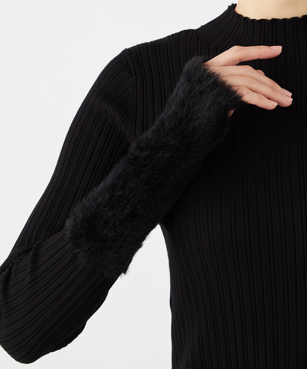 袖口シャギーリブニット