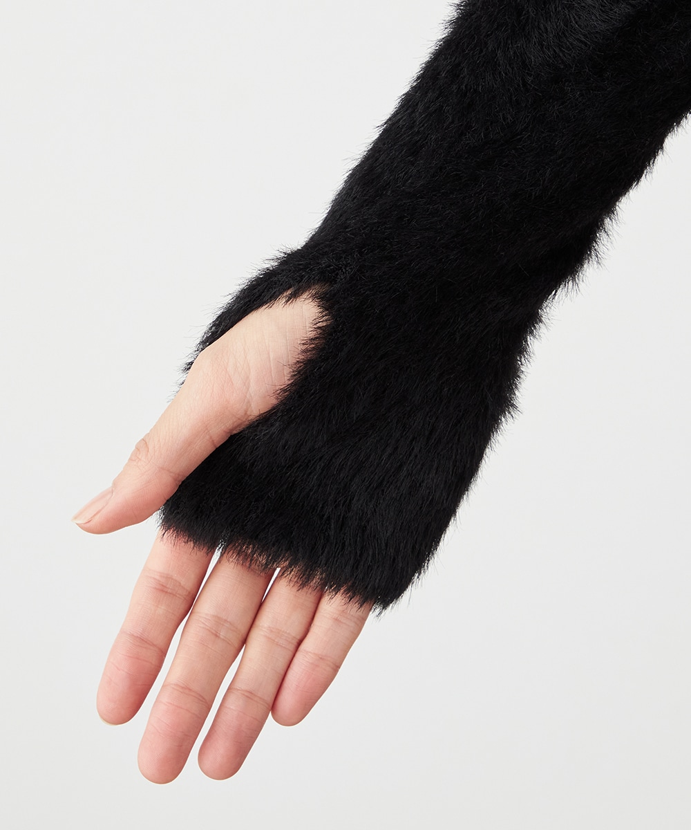 袖口シャギーリブニット