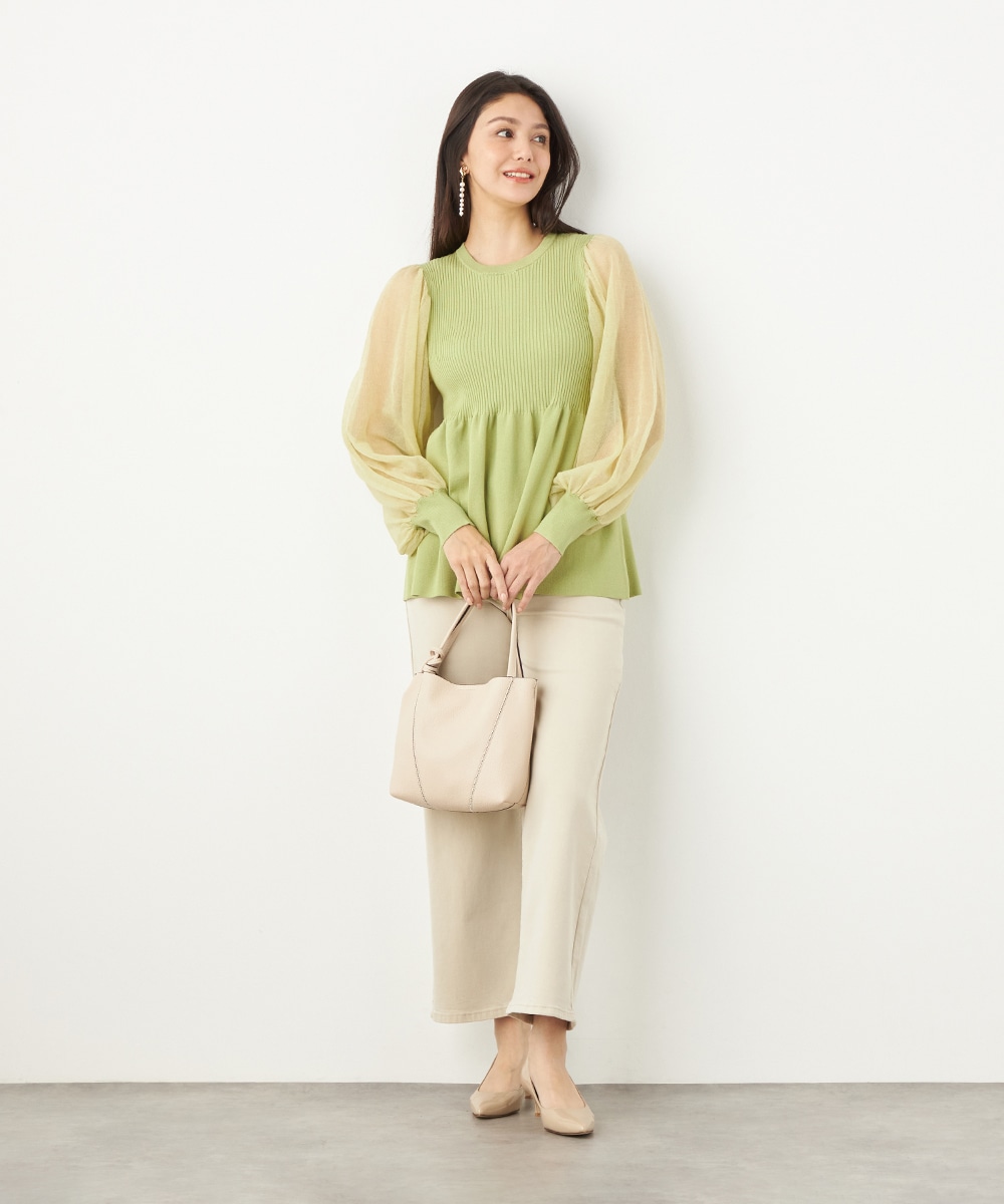 袖切り替えギャザートップス