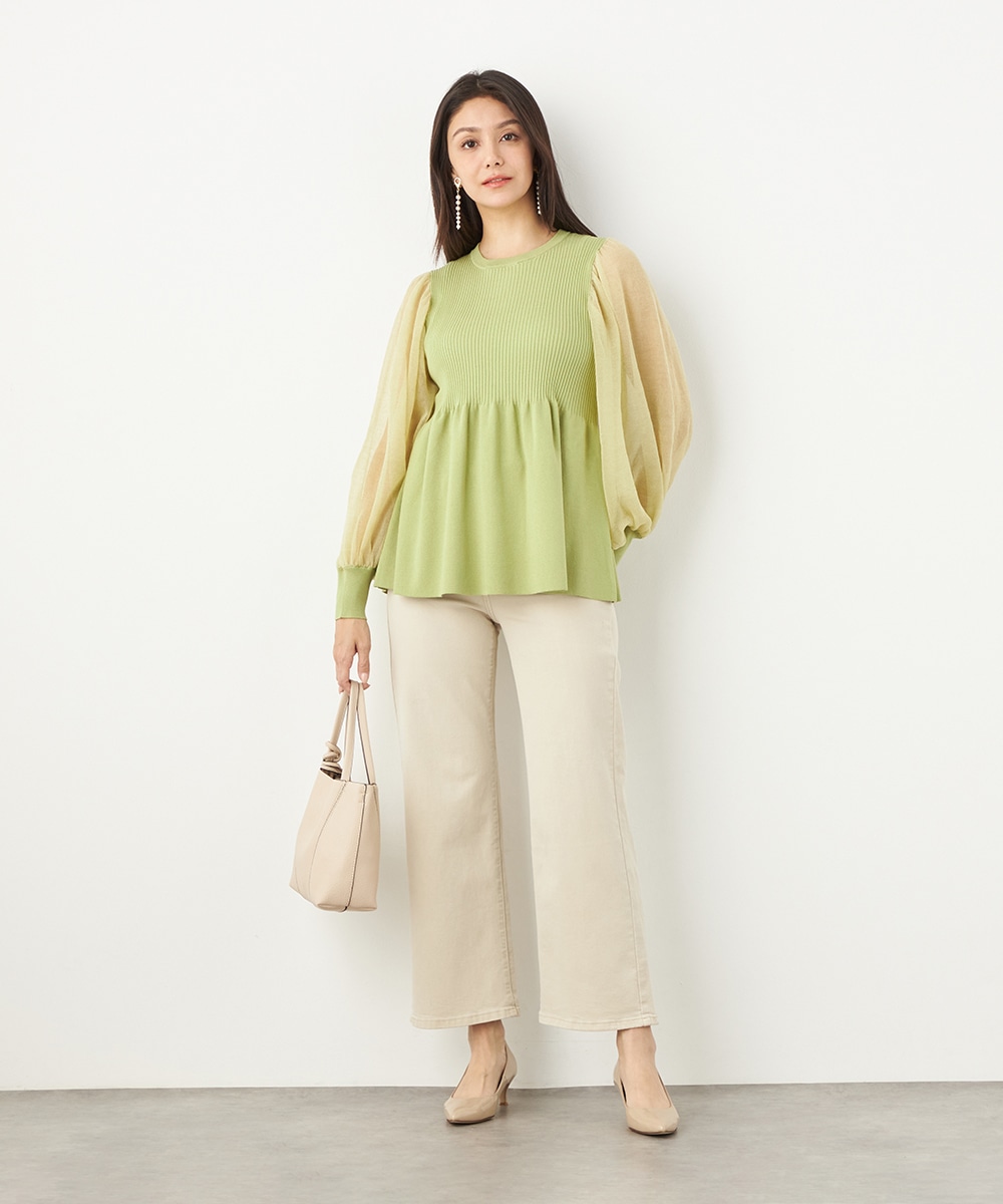 袖切り替えギャザートップス