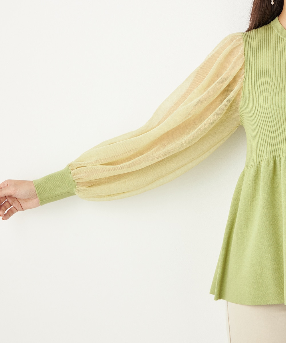袖切り替えギャザートップス
