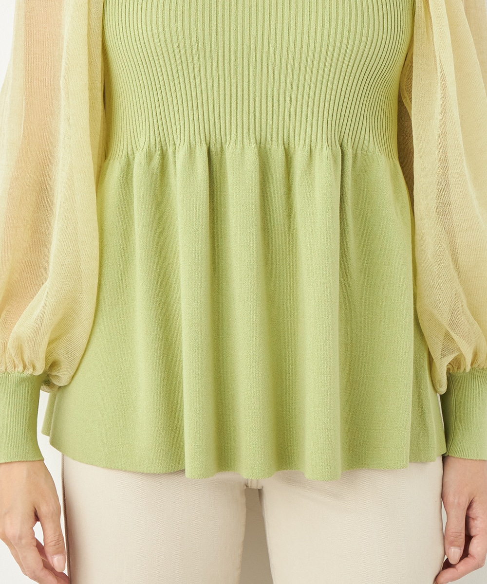 袖切り替えギャザートップス